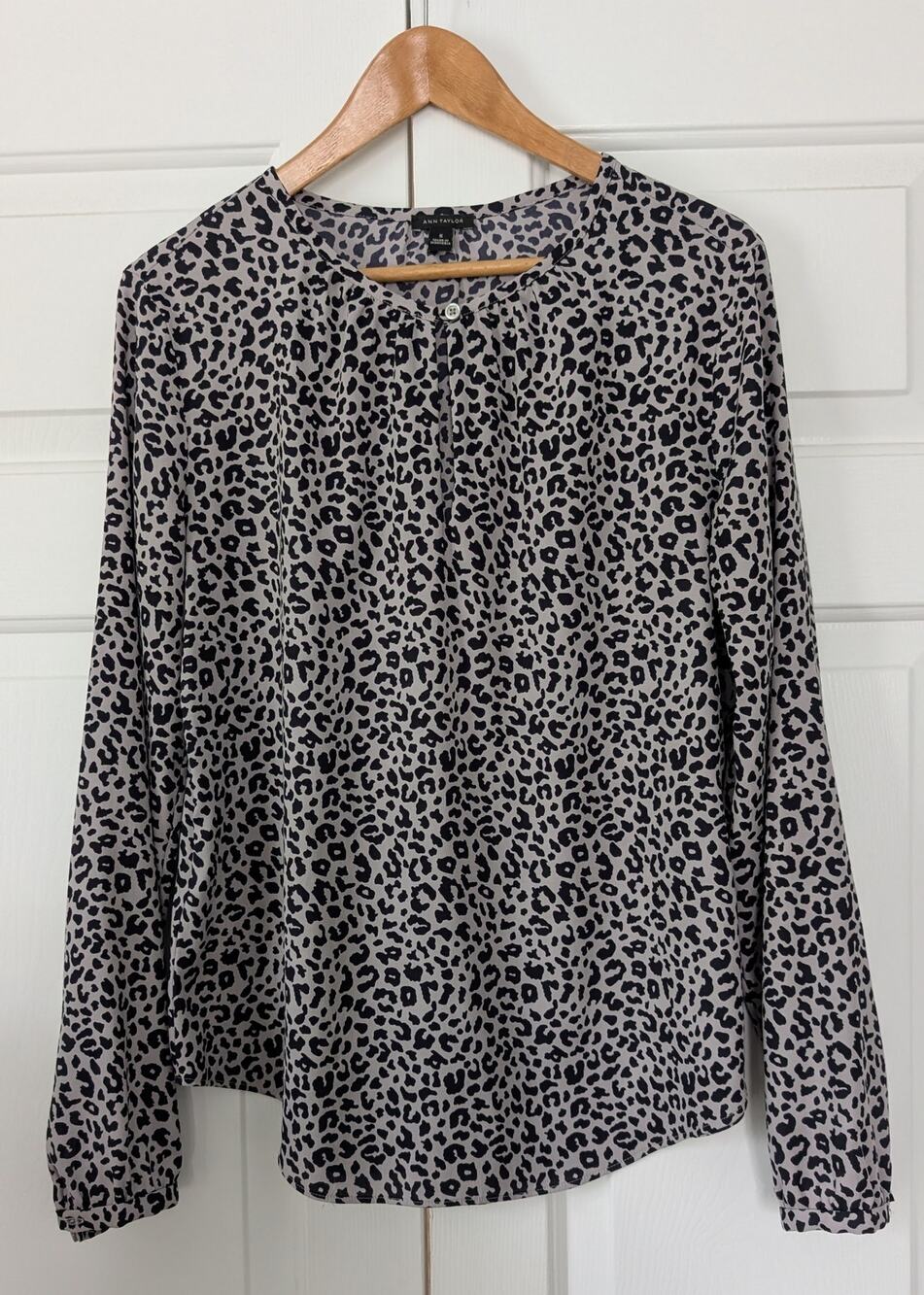 Ann Taylor Long Sleeve Animal Print Blouse